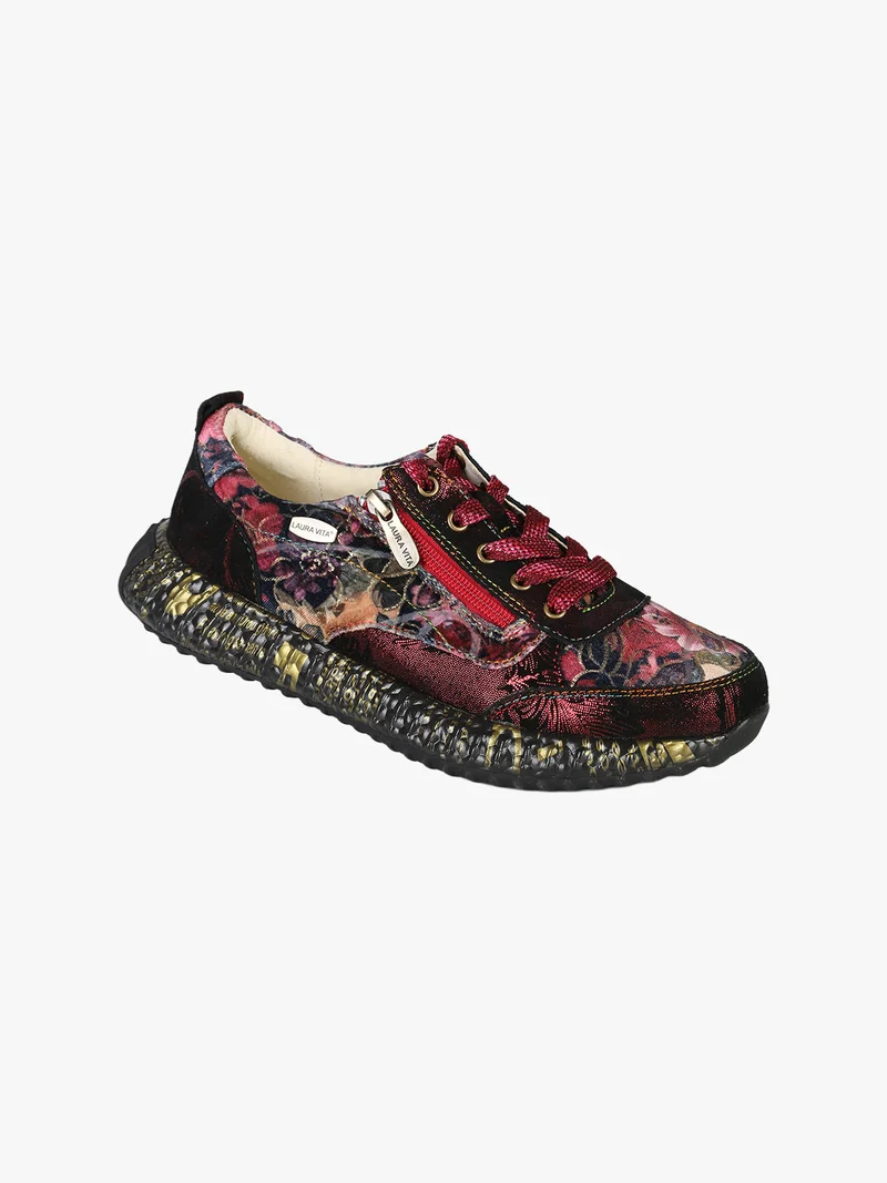 BURTON 43 Sneakers donna in pelle con stampa floreale - bordeaux