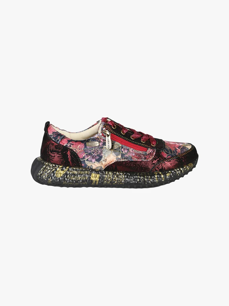 BURTON 43 Sneakers donna in pelle con stampa floreale - bordeaux
