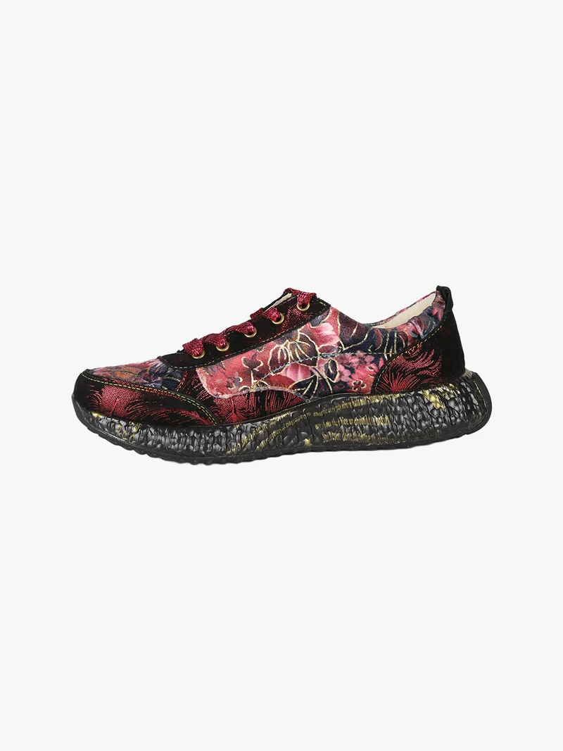 BURTON 43 Sneakers donna in pelle con stampa floreale - bordeaux