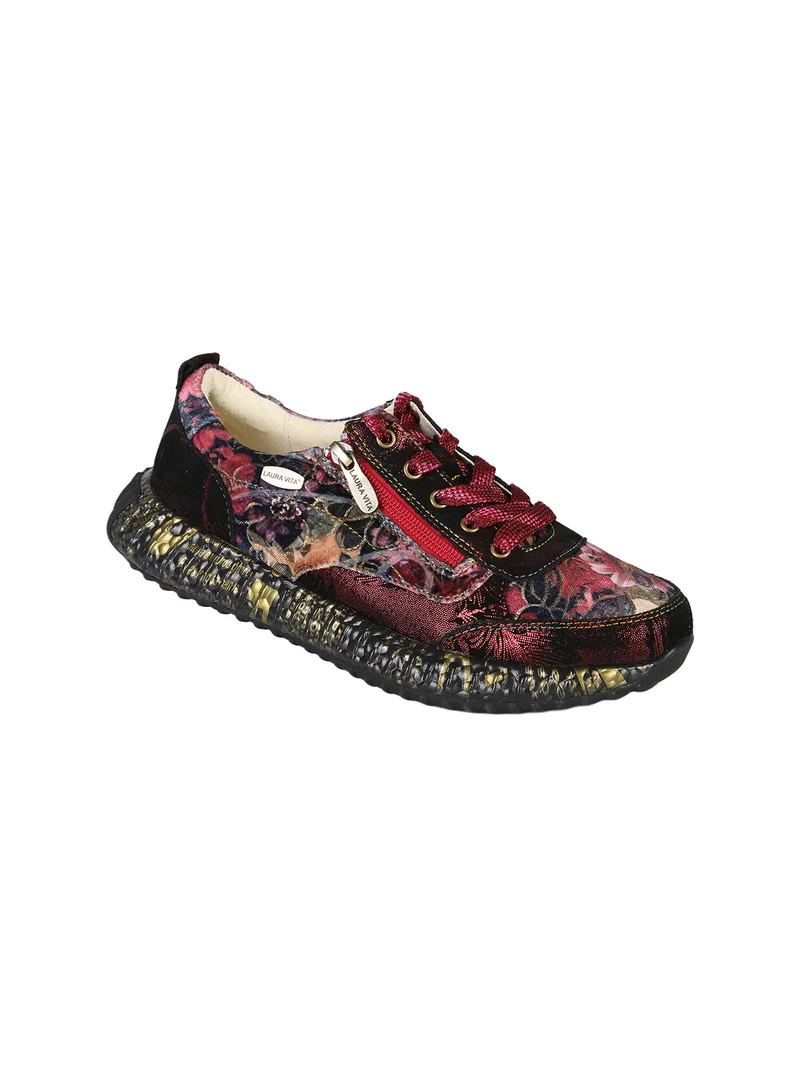 BURTON 43 Sneakers donna in pelle con stampa floreale - bordeaux