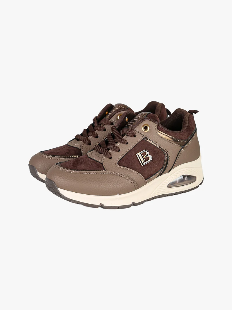 Sneakers donna stringate con zeppa air - moro