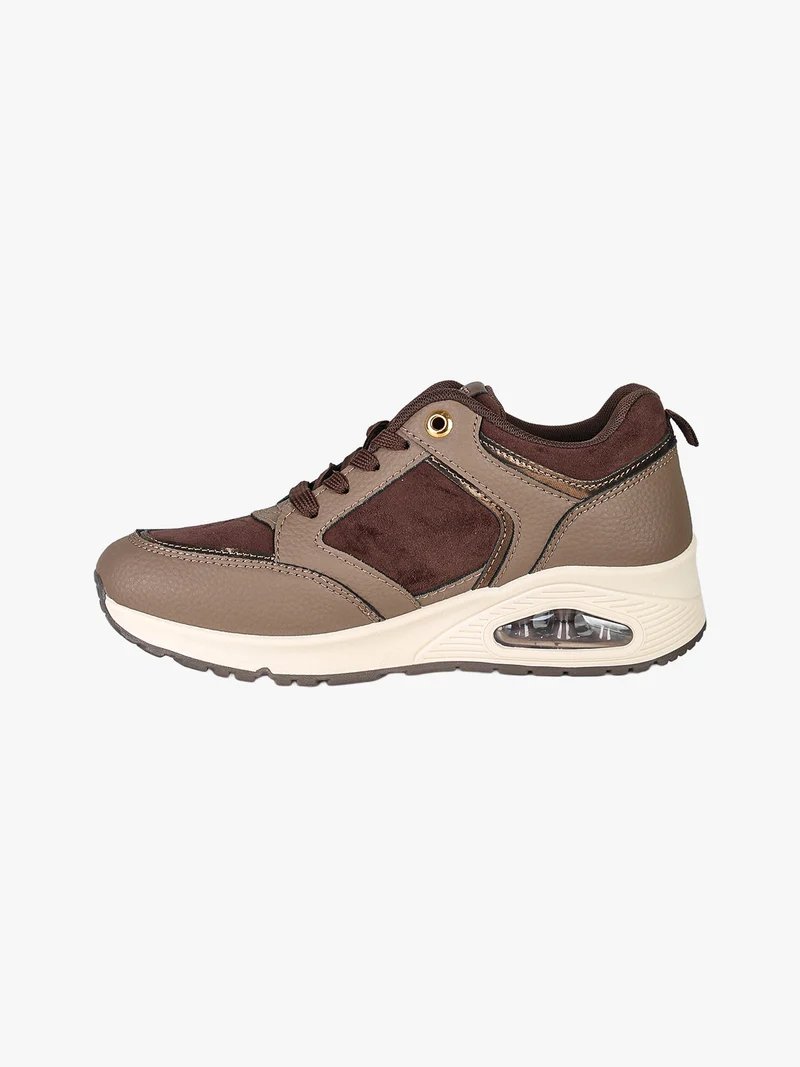 Sneakers donna stringate con zeppa air - moro