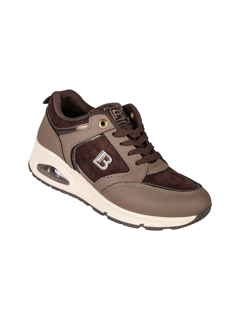 Sneakers donna stringate con zeppa air - moro