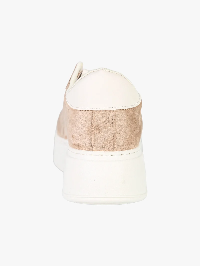 Sneakers donna gioiello in tessuto scamosciato con platform - beige