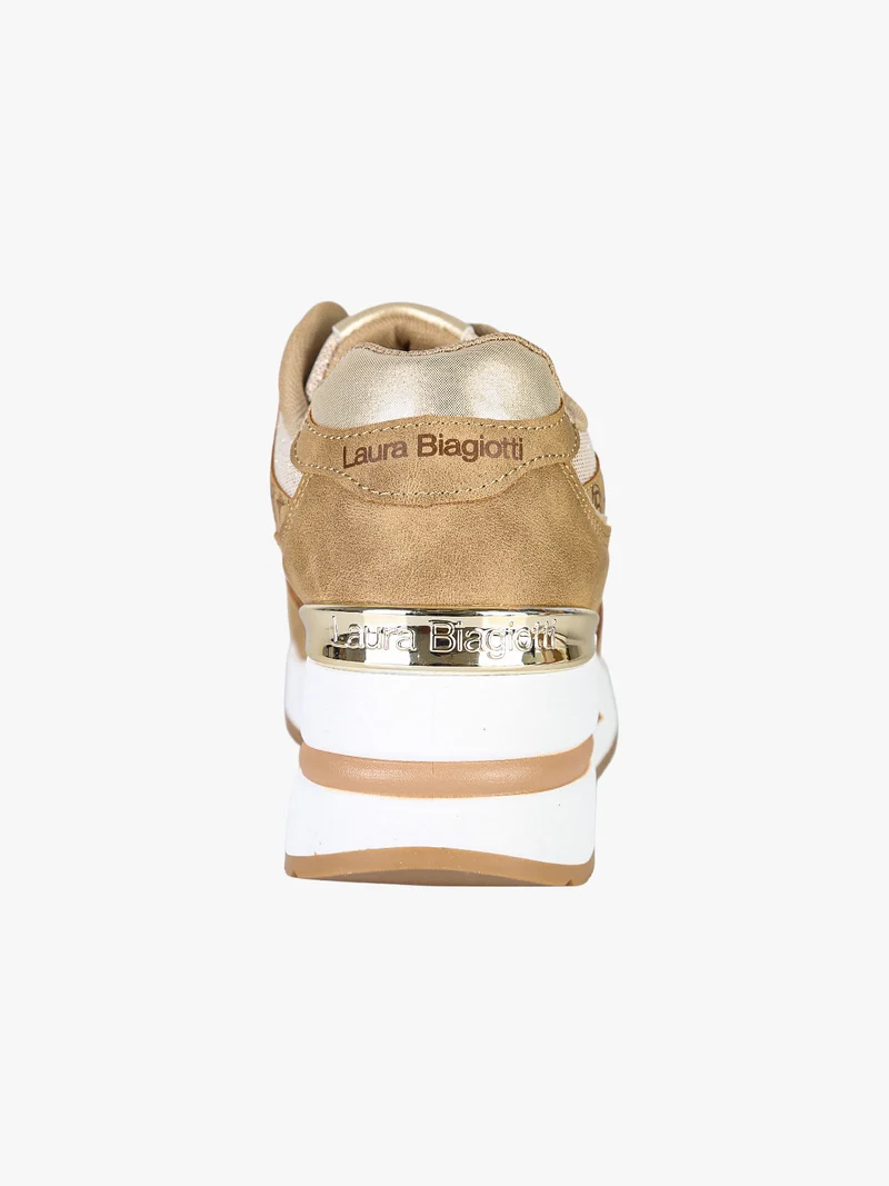 Sneakers donna con zeppa e dettagli brillantinati - beige