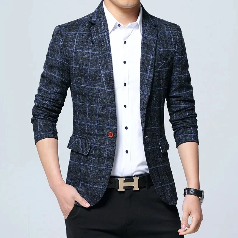 Elegant Checkered Blazer
