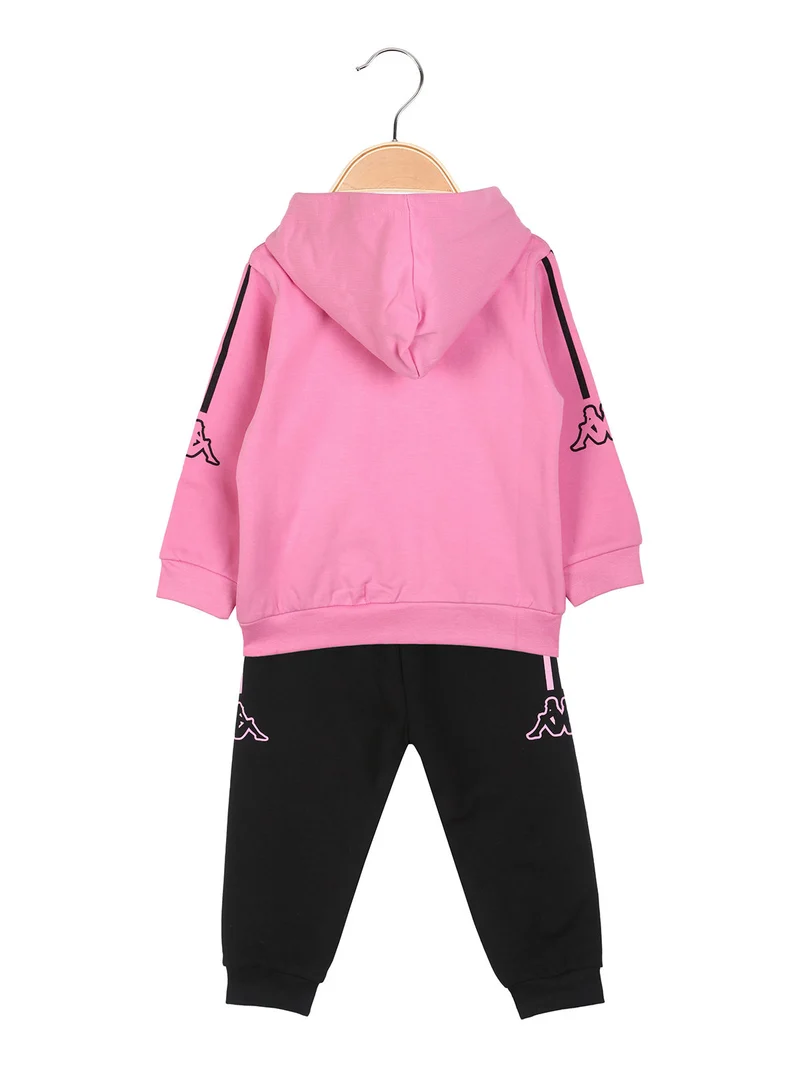 Completo tuta da neonata 2 pezzi con cappuccio e zip con interno felpato - rosa