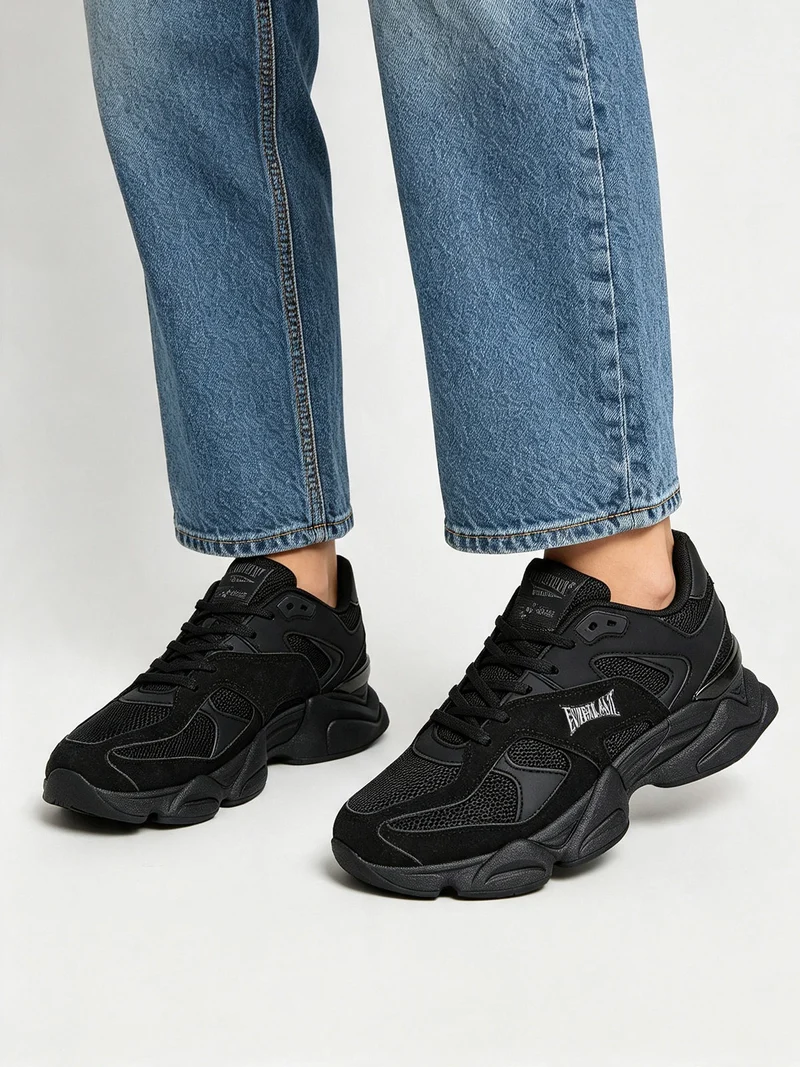 Sneakers donna sportive con suola alta - nero