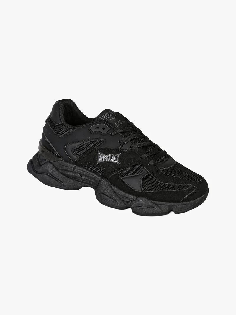 Sneakers donna sportive con suola alta - nero