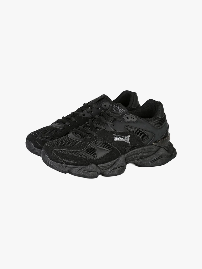 Sneakers donna sportive con suola alta - nero