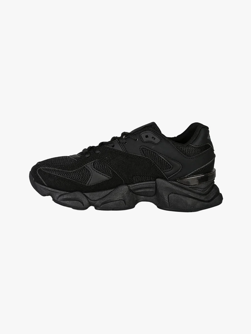 Sneakers donna sportive con suola alta - nero