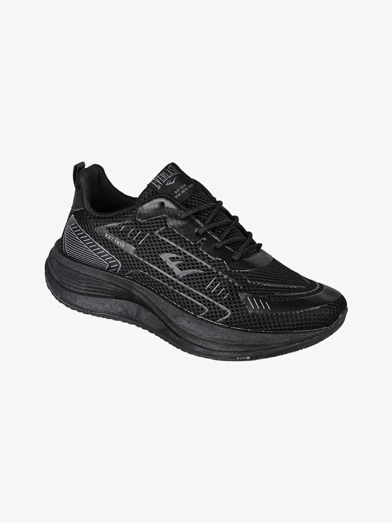 Sneakers sportive da uomo in tessuto con suola alta - nero