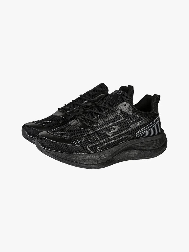 Sneakers sportive da uomo in tessuto con suola alta - nero