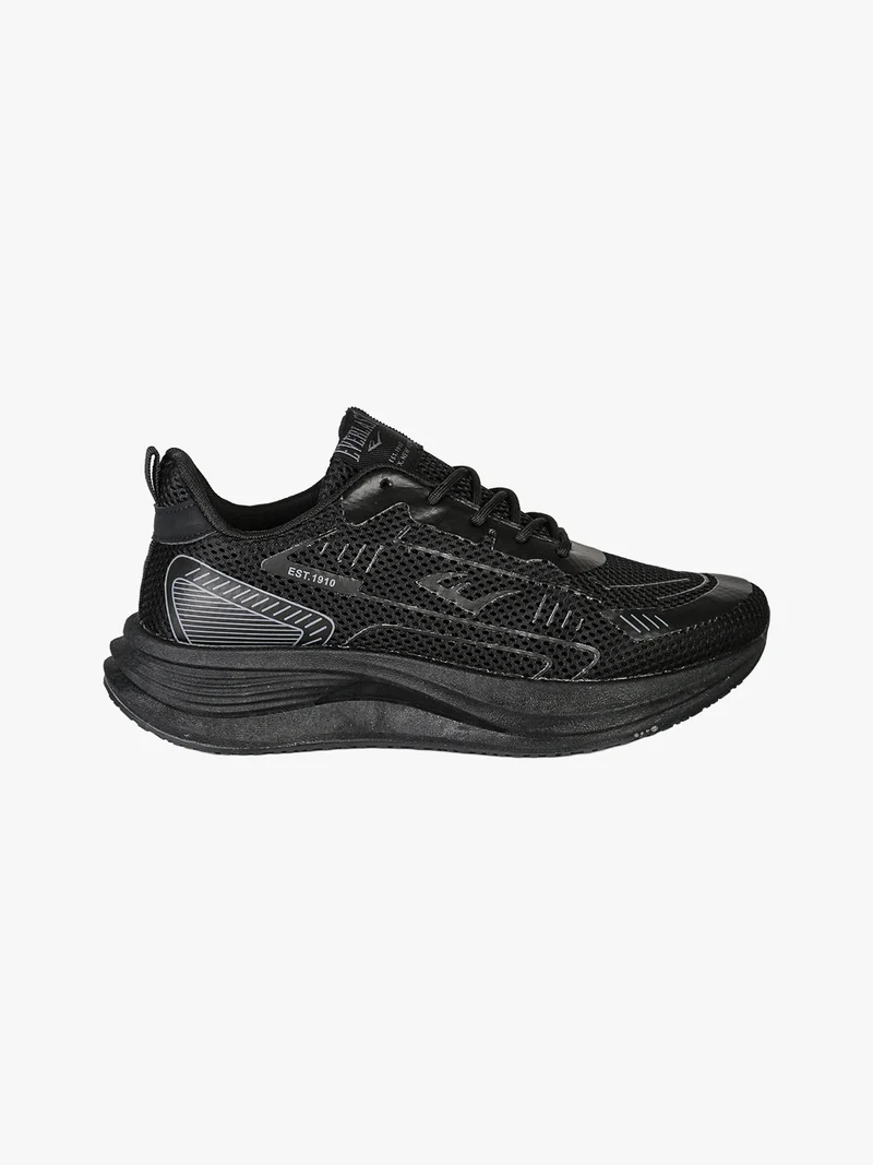 Sneakers sportive da uomo in tessuto con suola alta - nero