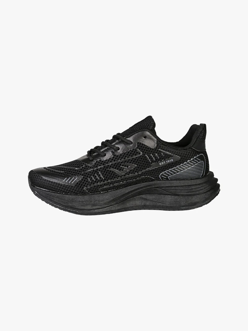 Sneakers sportive da uomo in tessuto con suola alta - nero