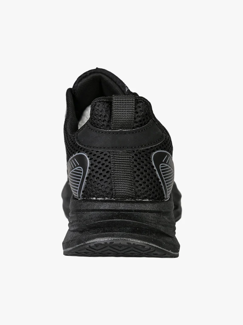 Sneakers sportive da uomo in tessuto con suola alta - nero