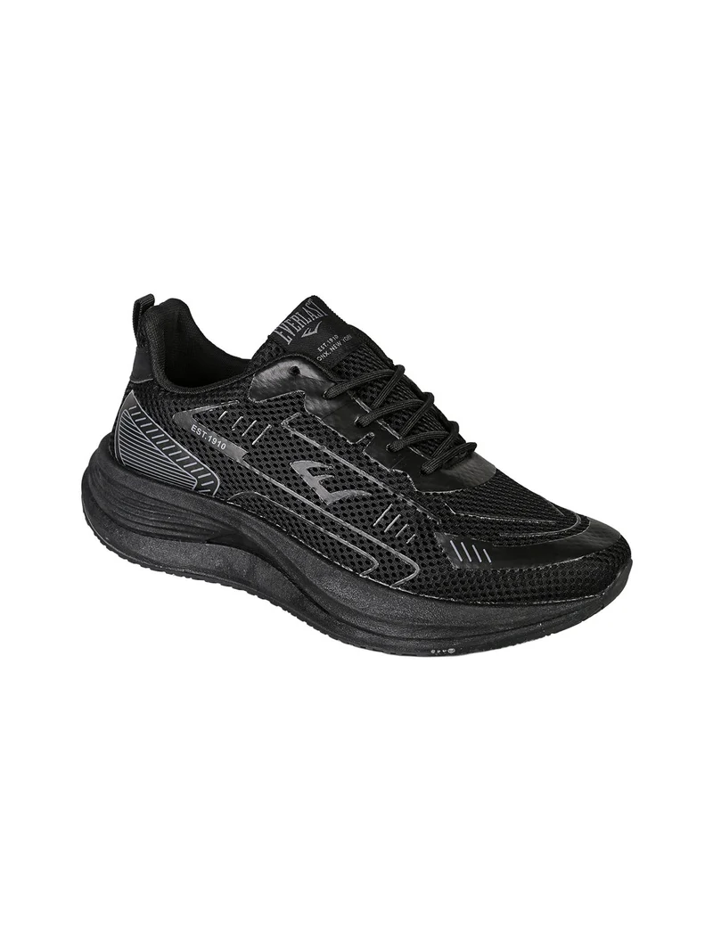 Sneakers sportive da uomo in tessuto con suola alta - nero