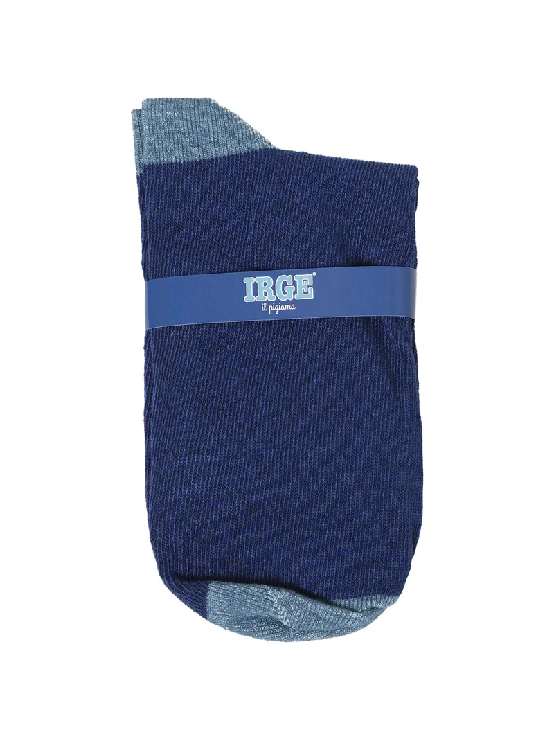 Pigiama lungo da uomo in cotone con pantaloni a quadri e calze incluse - blu scuro