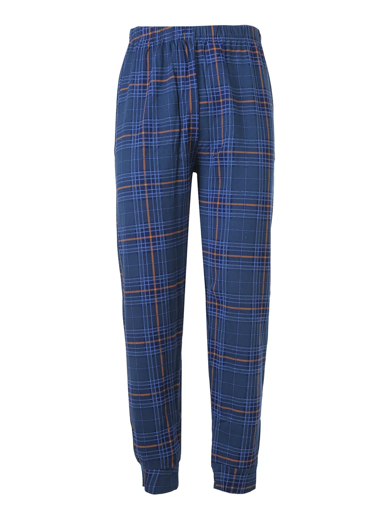 Pigiama lungo da uomo in cotone con pantaloni a quadri e calze incluse - blu scuro