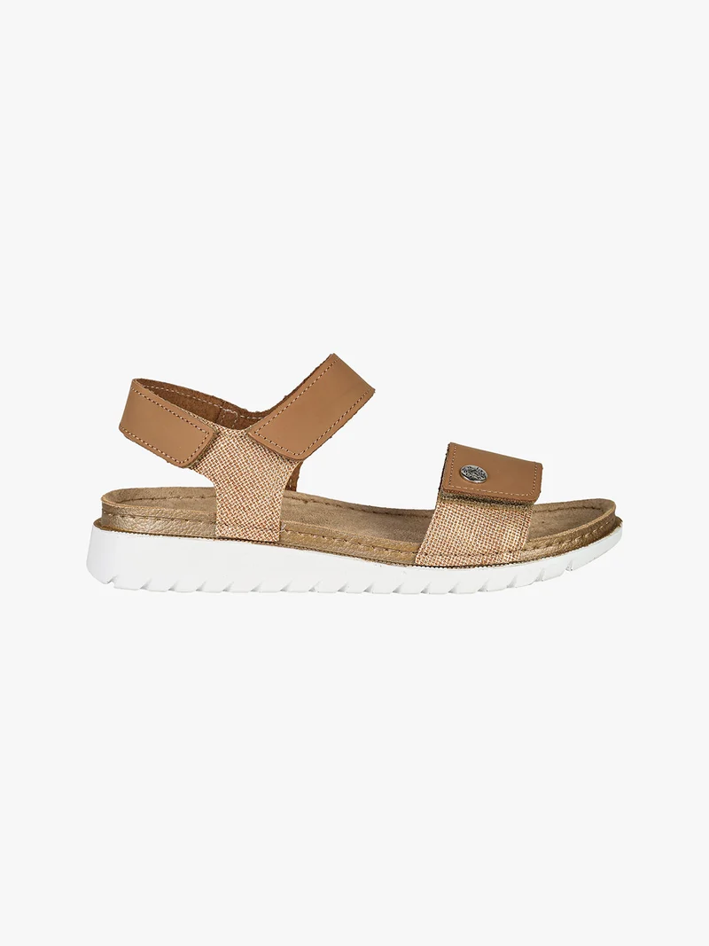 Sandali da donna in pelle con cinturino a strappo - marrone