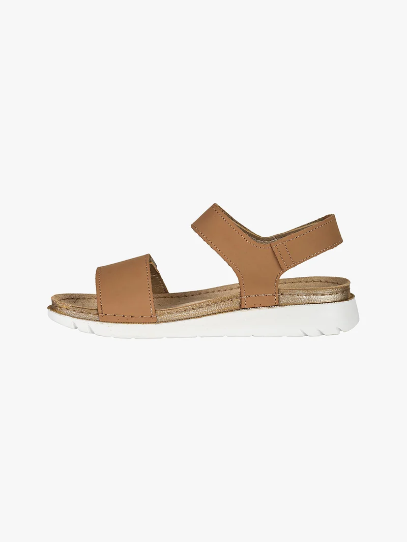 Sandali da donna in pelle con cinturino a strappo - marrone