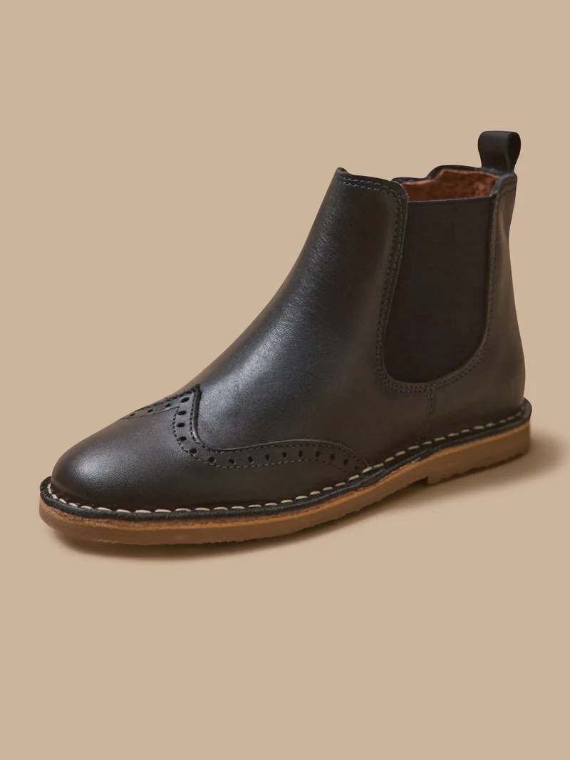Mädchen-Boots mit Blütenkappe aus Leder