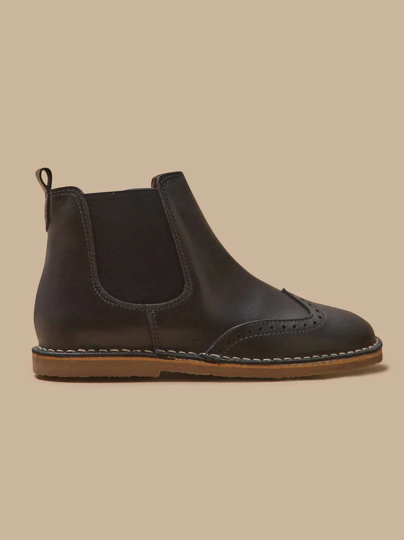 Mädchen-Boots mit Blütenkappe aus Leder