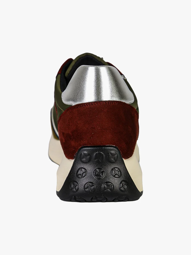 Sneakers donna stringata multicolore con platform - militare