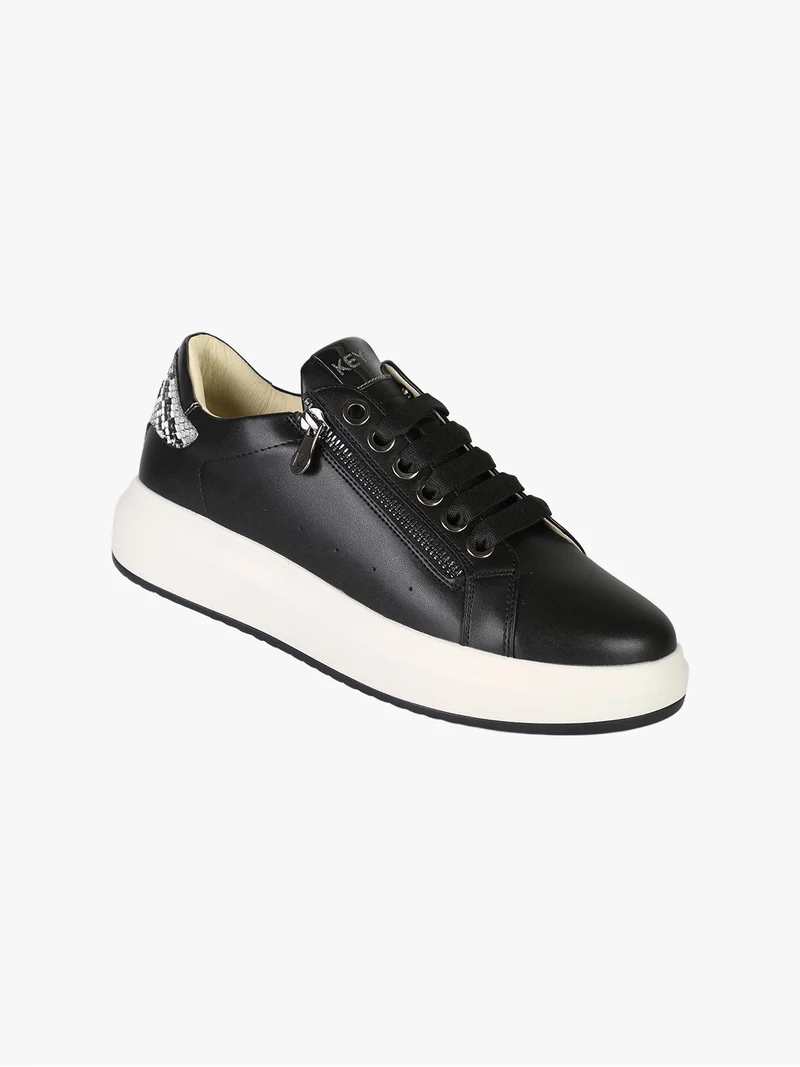 Sneakers basse donna con platform e dettaglio animalier - nero