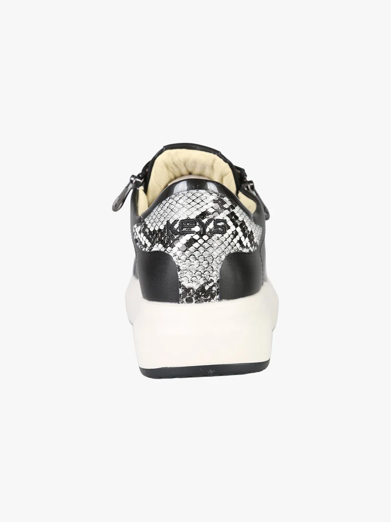 Sneakers basse donna con platform e dettaglio animalier - nero