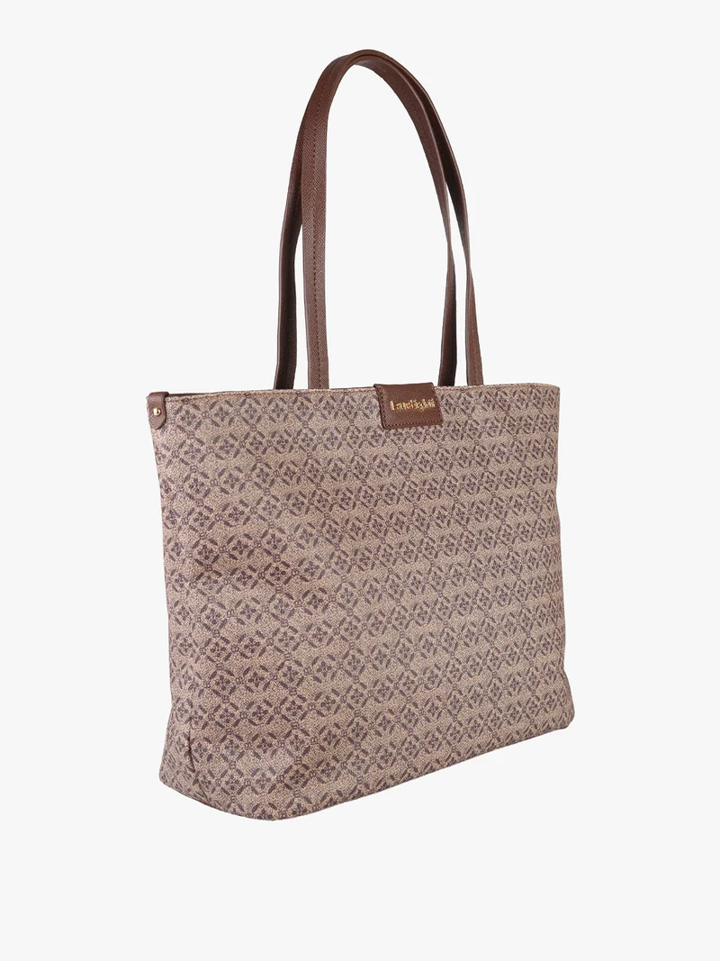 Borsa a spalla da donna in ecopelle con stampe - moro