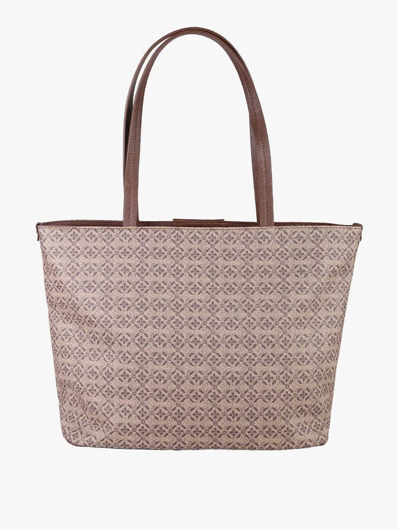 Borsa a spalla da donna in ecopelle con stampe - moro