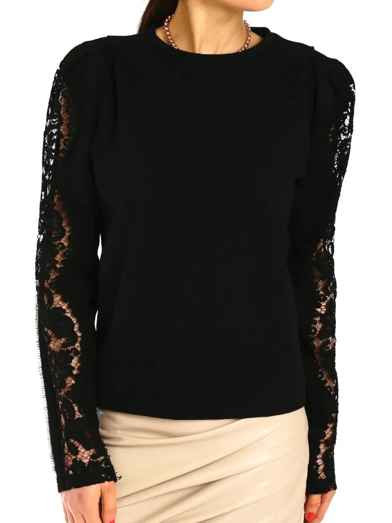 Spitzensweatshirt Schwarz