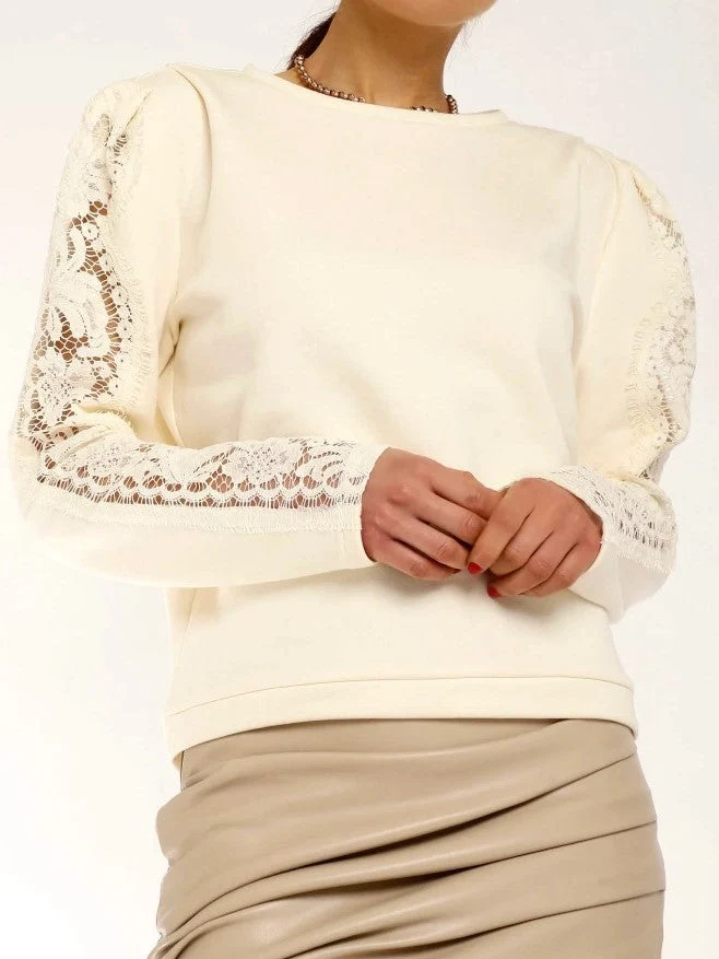 SPITZENSWEATSHIRT weiss
