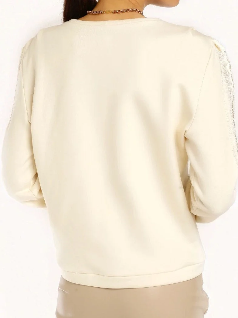 SPITZENSWEATSHIRT weiss