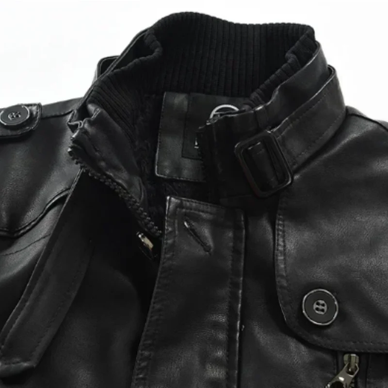 Elegant Long Leather Biker Jacket