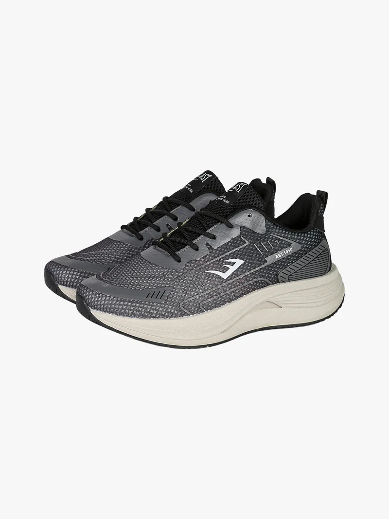 Sneakers sportive da uomo in tessuto con suola alta - grigio scuro