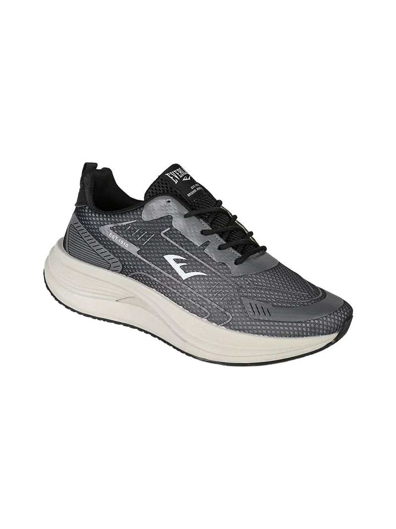 Sneakers sportive da uomo in tessuto con suola alta - grigio scuro