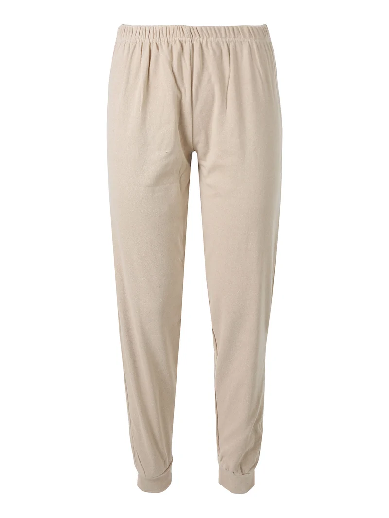 Pigiama lungo da donna in cotone con stampa fiorata - beige