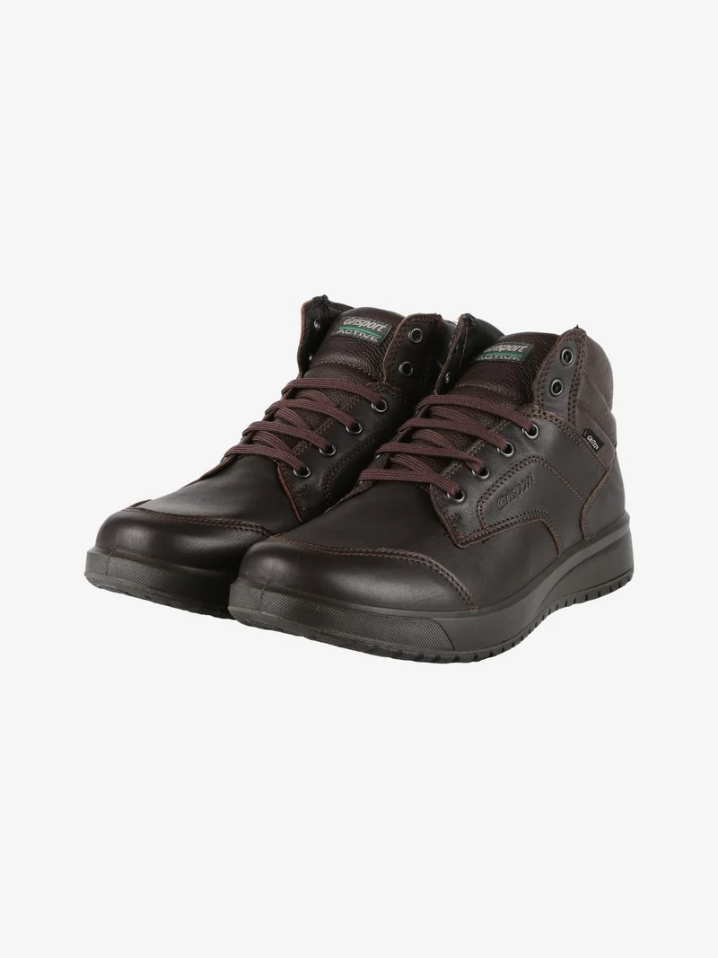 Sneakers alte in pelle da uomo - moro