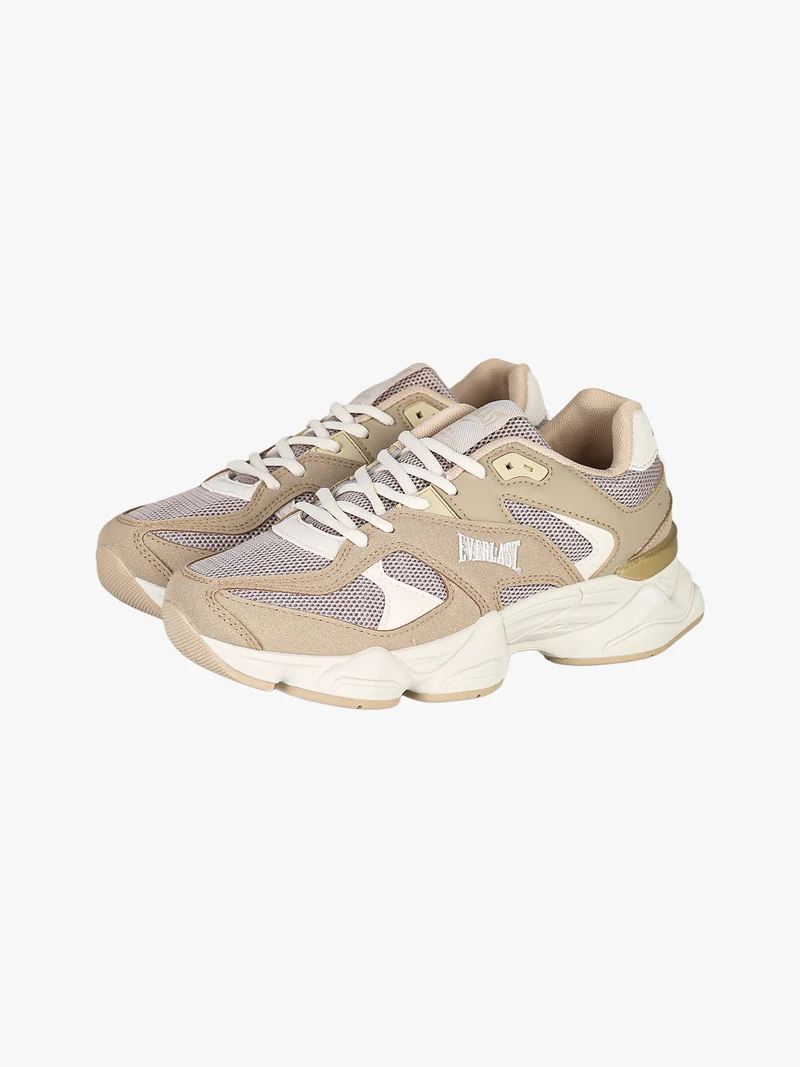 Sneakers donna sportive con suola alta - beige