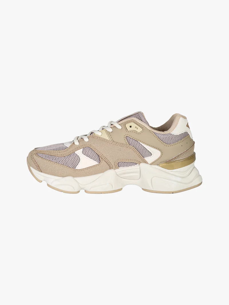 Sneakers donna sportive con suola alta - beige