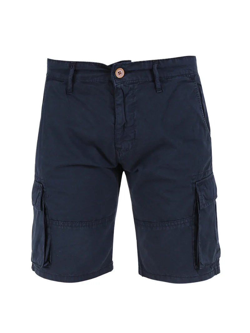 Bermuda cargo da uomo in cotone - blu scuro