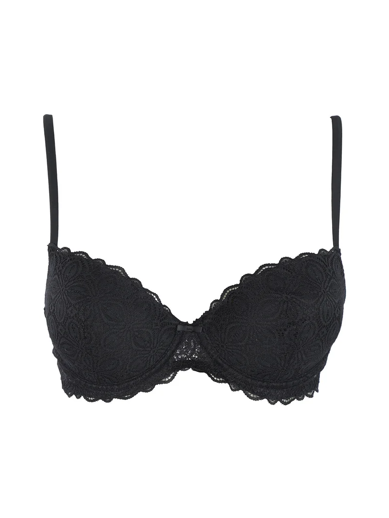 901 Reggiseno a balconetto in pizzo - nero