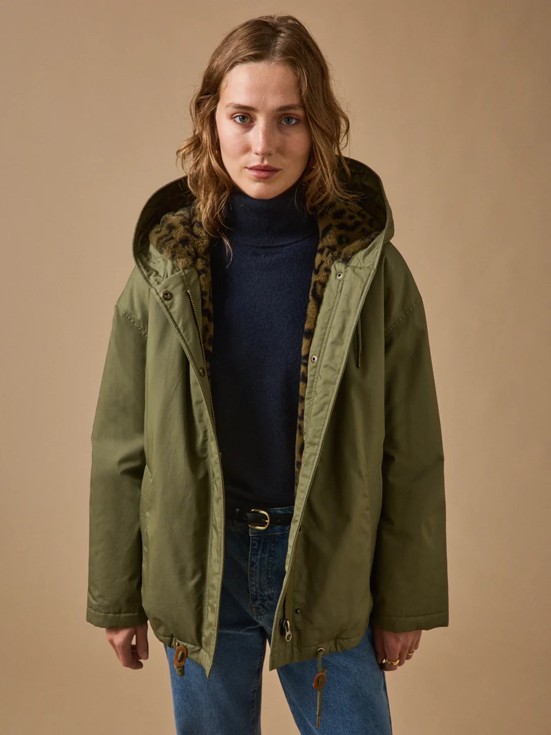 Kurzer Damen-Parka mit Webpelz-Futter