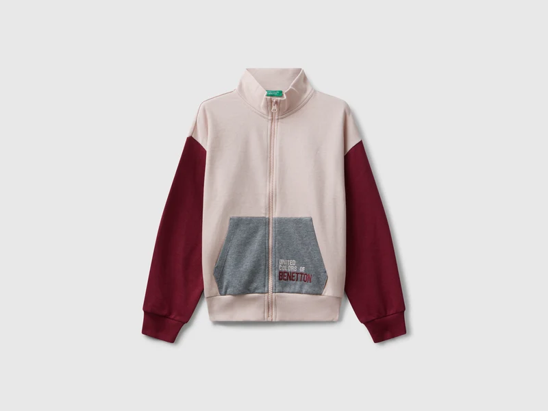 Sweatshirt mit Reißverschluss und Print