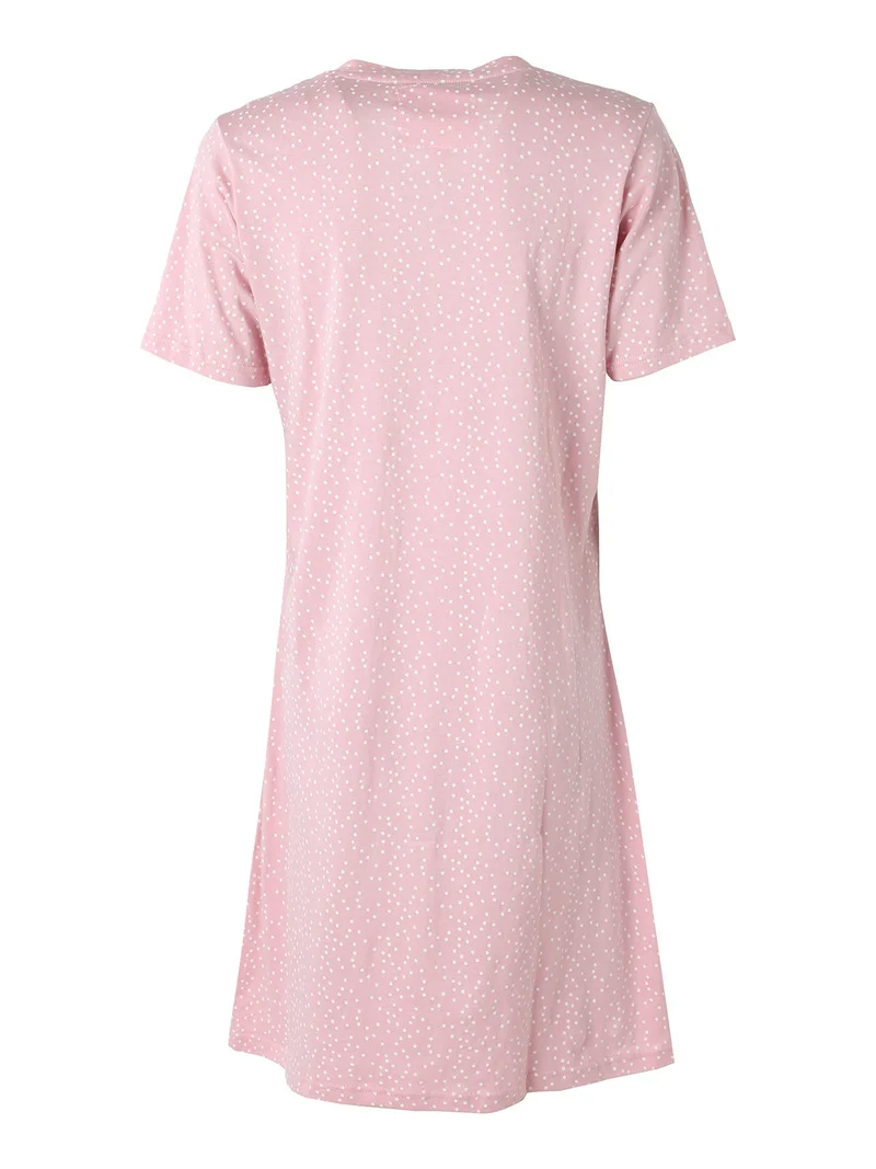 DOTLOVE camicia da notte in cotone a maniche corte con taschino - rosa