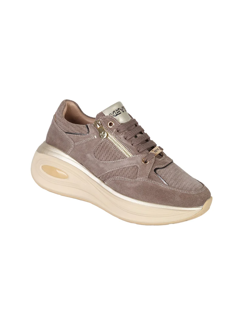 Sneakers donna in pelle scamosciata con zeppa air - taupe