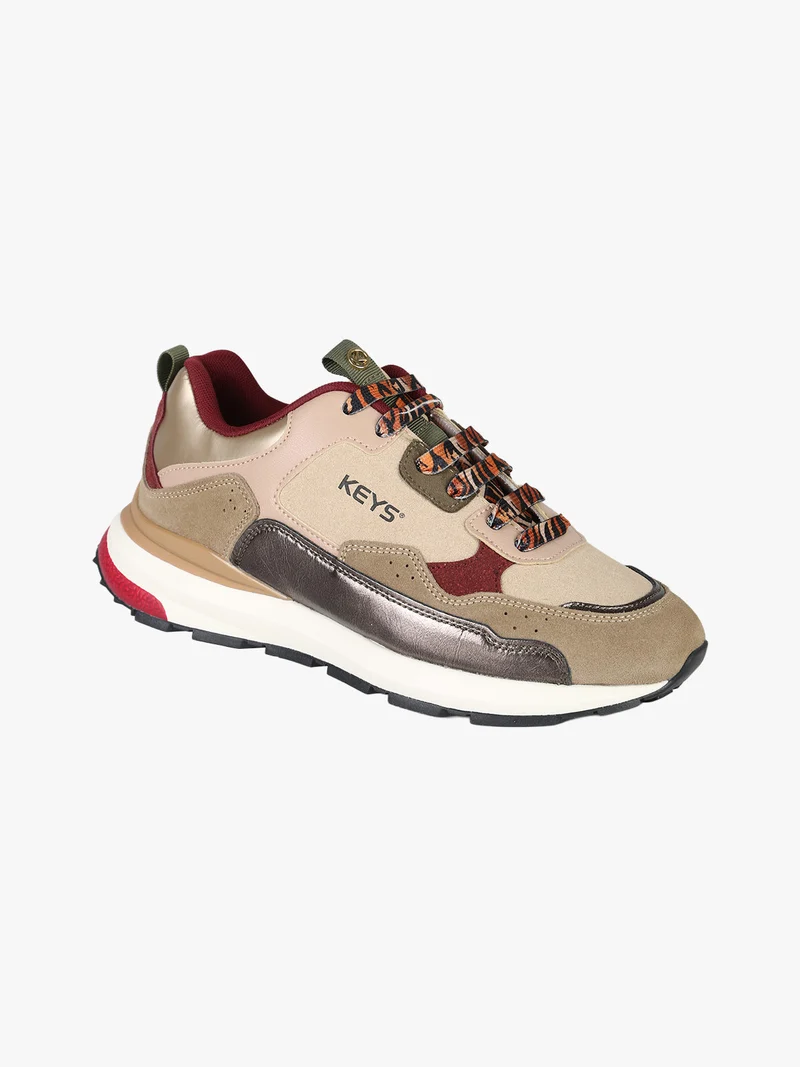 Sneakers donna in pelle scamosciata multicolore - taupe