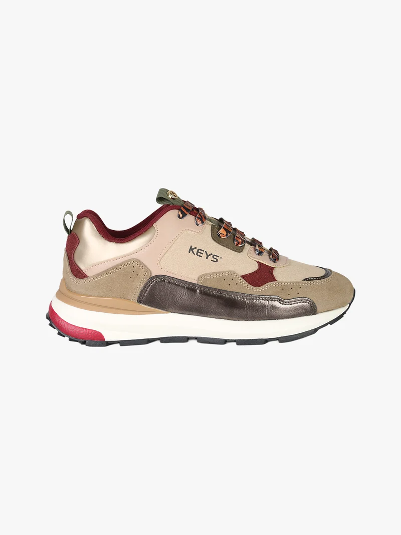 Sneakers donna in pelle scamosciata multicolore - taupe
